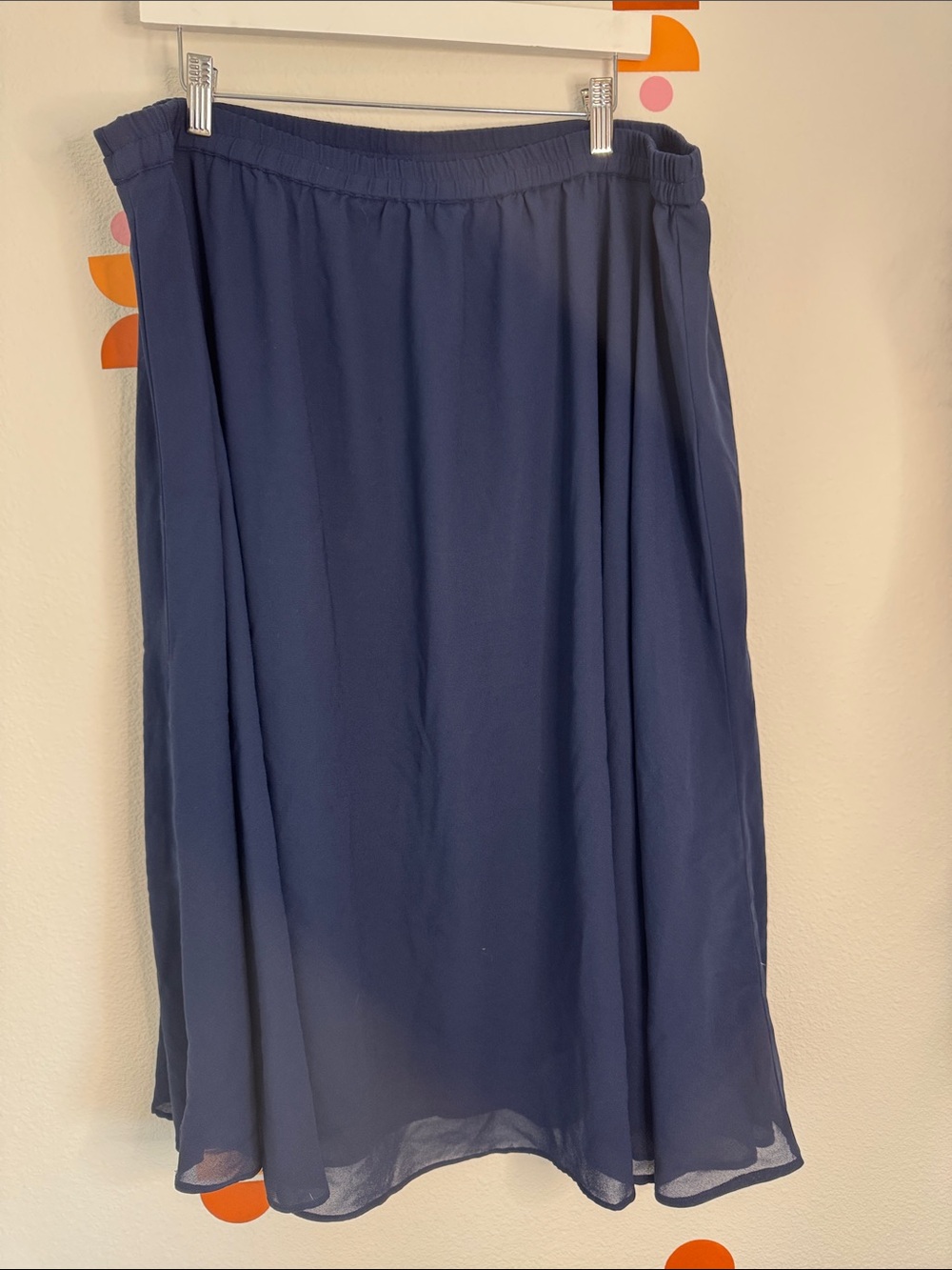 Roaman's Navy Midi A-Line Skirt N0290
